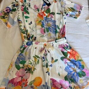 Floral Print Button-Up Top and Shorts Set